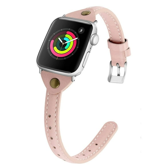 WorryFree Gadgets Correa de cuero compatible con Apple Watch 38 mm, 40 mm, 41 mm para niñas, hombres y mujeres, compatible con Apple Watch Series 9, 8, 7, 6 SE, 5, 4, 3, 2, 1, color rosa