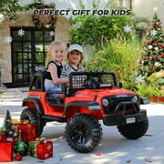 24V 2 Seater Electric Truck Car for Kids, Big Kids Cars To Drive Remote Control, Colorful Led Lights, 3 Speed, Bluetooth Music, Spring Suspension, Farmdex Ride On Toys Gift for Boys & Girls - Red