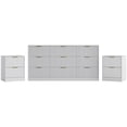 thumbnail image 5 of YouTrend 3-Piece Modern Bedroom Set - 9 Drawer Wide Dresser & Nightstands Set of 2 with Fluted Design, Anti-Tip Safety White Natural Wood Storage Furniture for Bedroom,Hallway, 5 of 6