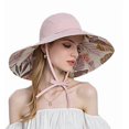 thumbnail image 3 of CoCopeaunts Women's Sunhat Wide Brim Beach Topless Summer Hat Reversible Breathable Stylish Flower Ponytail Large Vacation Foldable Hat, 3 of 8