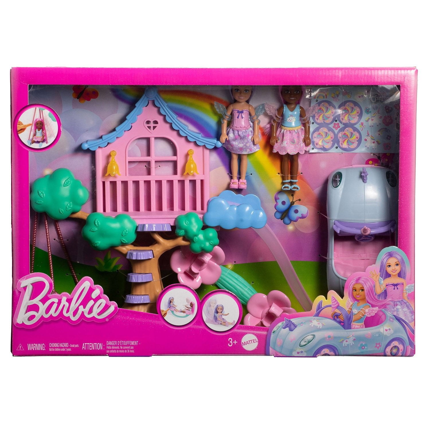 Barbie Fantasy Treehouse Playset with 2 Chelsea Dolls and Car
