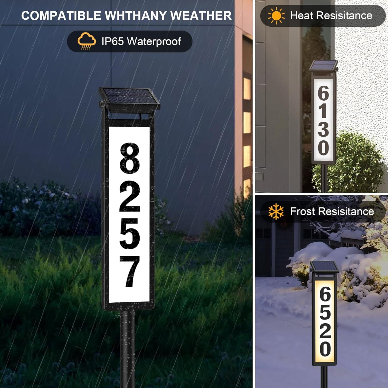 Upgrade Solar Home Bussiness Address Sign, House Numbers for Outside, Lighted Address Plaque Outdoor Waterproof, LED Address Numbers for Yard Home