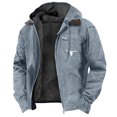 thumbnail image 3 of Zedker Men’s Western Hooded Jacket with Longhorn Print, Soft Warm Inner Lining, Zip Up Casual Outer Coat, Adjustable Drawstring Hood, Chest Zipper Pocket & Side Pockets, 3 of 4