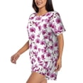 thumbnail image 2 of Bingfone Orchids Flowers Print Pajamas Sets for Women Soft Short-Sleeved Pjs with Lounge Shorts Two Piece Sleepwear, 2 of 8