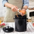 thumbnail image 4 of Plexon Countertop Compost Bin with Lid, Black 1.5 Gallon Odorless Kitchen Compost Container, Steel Food Compost Bucket for Kitchen with Charcoal Filter, Compost Pail for Kitchen Countertop, 4 of 6