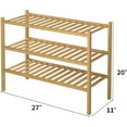 thumbnail image 3 of 3 Tier Bamboo Shoe Rack for Closet Free Standing Wood Shoe Shelf Storage Organizer for Entryway Small Space Stackable 27"x11"x20" (Natural), 3 of 7
