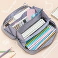 thumbnail image 2 of Deli Pencil Case for Kids,Large Capacity Foldable Pencil Pouch with 4 Compartments, School Supplies Organizer Bag for Students, Teens and Office Use,Grey, 2 of 7