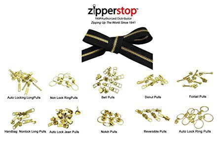 Zipper Repair Kit - #5 Brass YKK Zipper Pulls - Auto Locking Long