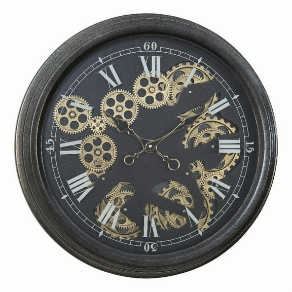 Yosemite Home Decor Modern Metal Paris II Gear Clock in Black