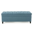 thumbnail image 3 of Storage Ottoman 50 Inches Upholstered Fabric Bench, Storage Bench for Bedroom with Button, Bed Benches for Foot of Bed for Living Room Bedroom Indoor (Navy Blue), 3 of 8