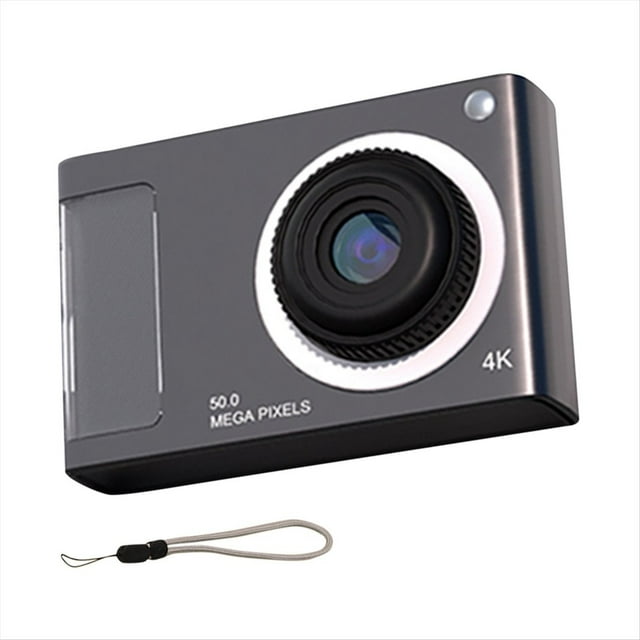 Mini Cámara HD de 48 MP Pantalla IPS de 2,4 Pulgadas Cámara Digital con Zoom de 16X Cámara de Vídeo 4K con Luz de Relleno para Niños Estudiantes, Negro