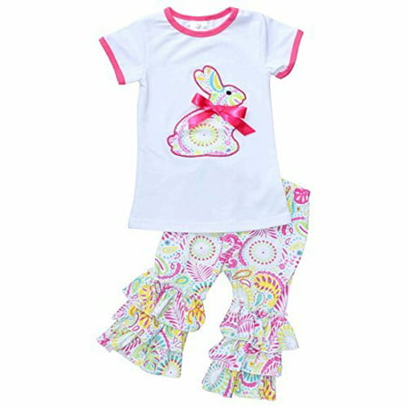 Unique Baby Girls Paisley Easter Bunny Easter Outfit (7/XXL, Pink)