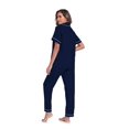 thumbnail image 6 of ANLIQI Women's 100% Cotton Pajama Set Button Down Short Sleeve Shirt and Long Pants Sleepwear Soft ladies Lounge Sets(Navy Blue, M), 6 of 7