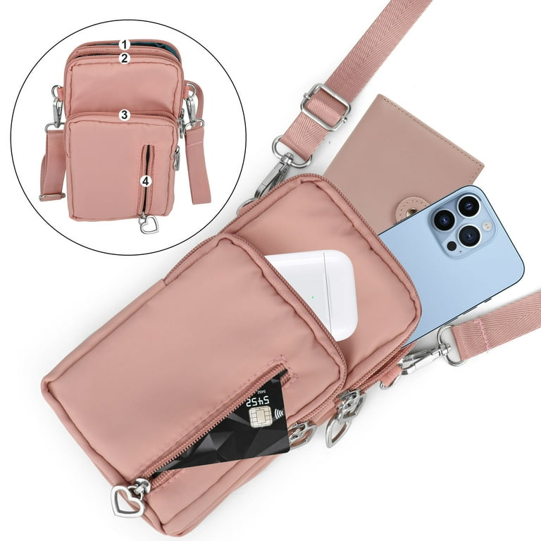 TSV Small Crossbody Cell Phone Pouch Purse for Women, Nylon Waterproof  Shoulder Bag with Credit Card Slots, Adjustable Strap 
