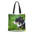 thumbnail image 1 of ASHLEIGH Canvas Tote Bag Baggu Smell the Flowers Gu Dog Zen Nature Happy Reusable Handbag Shoulder Grocery Shopping Bags, 1 of 1
