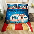 thumbnail image 1 of Maxcorners Happy Camping Duvet Cover For Rv Decor, Retro Rustic Wooden Board, 1 of 5