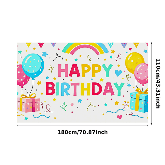 Colorful Happy Birthday Banner with Balloons Rainbows and Gifts Backdrop Background Party Supplies for Birthday Party Decorations Photography Props Photo Booth Decor