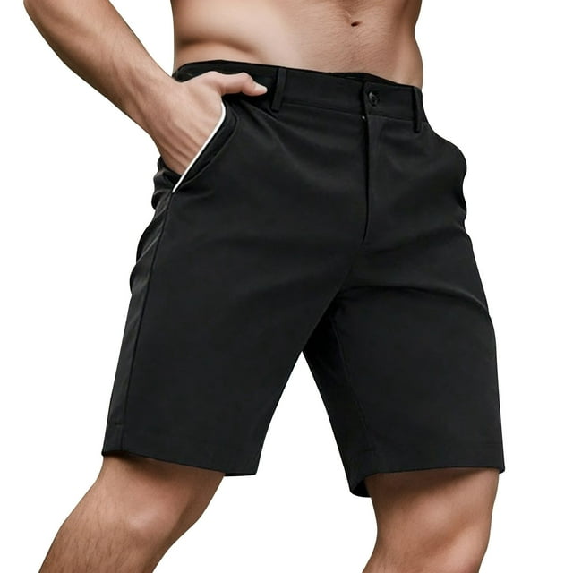 Aayomet Workout Shorts Men Rope Loose Casual Sports Running Straight Shorts Beach Pants (Black, XL)