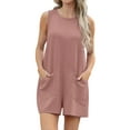 thumbnail image 2 of Cueply Women's Romper Summer Short Overalls Sleeveless Casual Jumpsuits Round Neck Loungewear Tank Tops Loose Fit with Pockets, 2 of 7