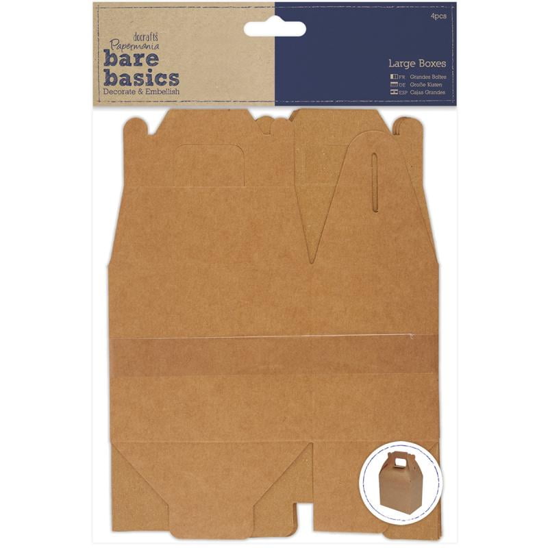 Papermania Bare Basics Flat Kraft Boxes 4/pkg15"x10"x6.5" Assembled