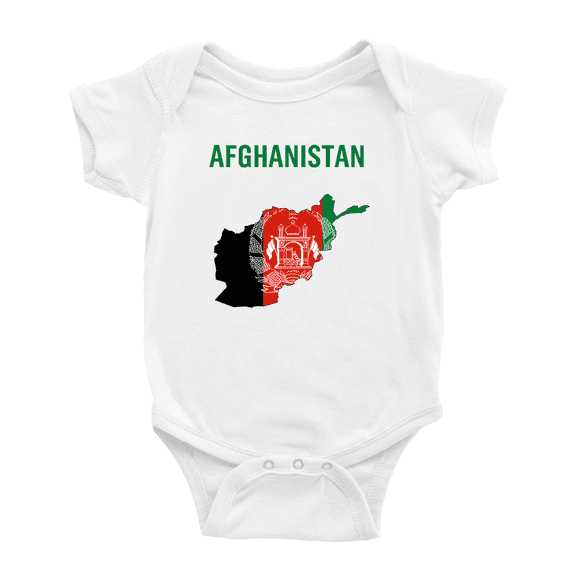 Afghanistan Map Flag Baby Rompers Bodysuit (White, 0-3 Months)