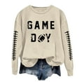 thumbnail image 1 of WEAIXIMIUNG Chandails en Molleton pour Femmes Coupe Ample Grande Taille Femmes Décontracté Manches Longues Col Rond Chandails en Molleton Manches Longues Football Graphique Imprimé Pull Chandails en Molleton Haut Blouse, 1 of 4