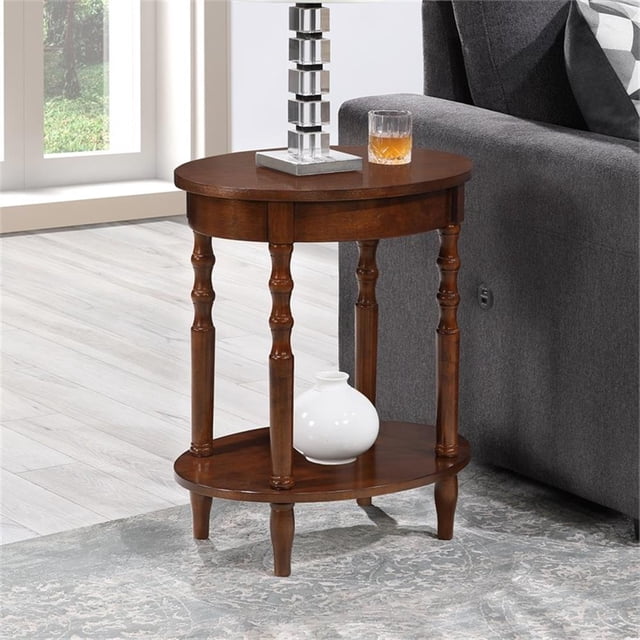 Table d'Appoint Ovale Brandi Classic Accents avec Tablette, Fini Bois Espresso