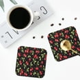 thumbnail image 4 of Yiaed Sweet Red Cherry Print Leather Coasters for Drinks - Cup Coasters Coffee Table Kitchen Table Bar, Home & Office Gifts Handmade Drink Coasters-Square, 4 of 6