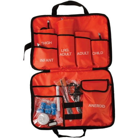 MABIS All-in-One EMT and Paramedic First Aid Kit with Aneroid Gauge, 5 Blood Pressure Cuffs, Dual Head Stethoscope, Hammer, Shears, Penlight, Tourniquets, Tape Measure and Carrying Case, Orange
