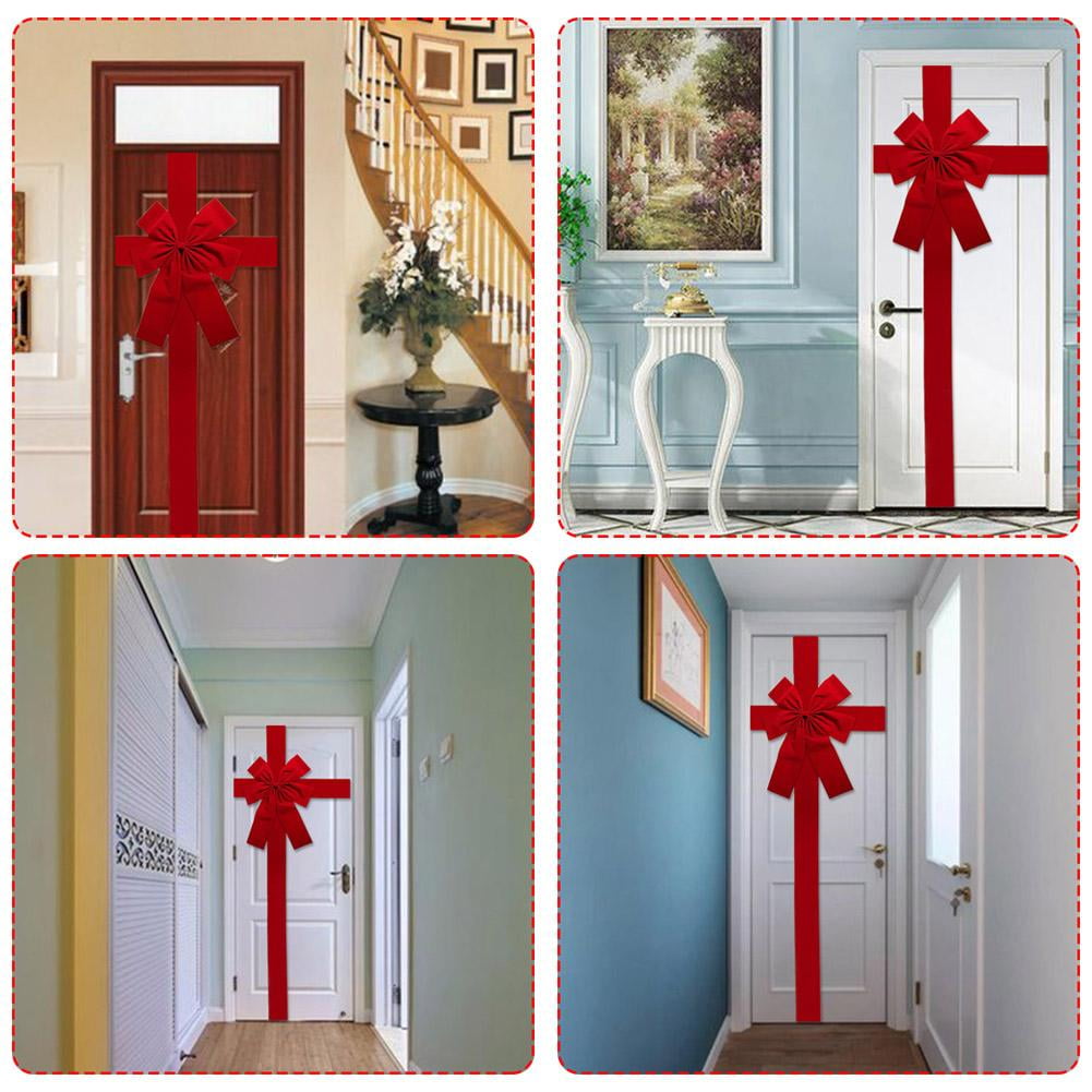 Clerance! Christmas Cabinet Door Ribbon Big Red Bow Large Door Lace Christmas Tree Bow
