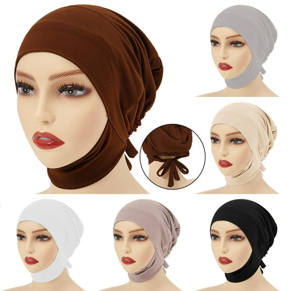 Solid Head Cover Cap for Women Casual Turban Style Hair Wrap Headwear