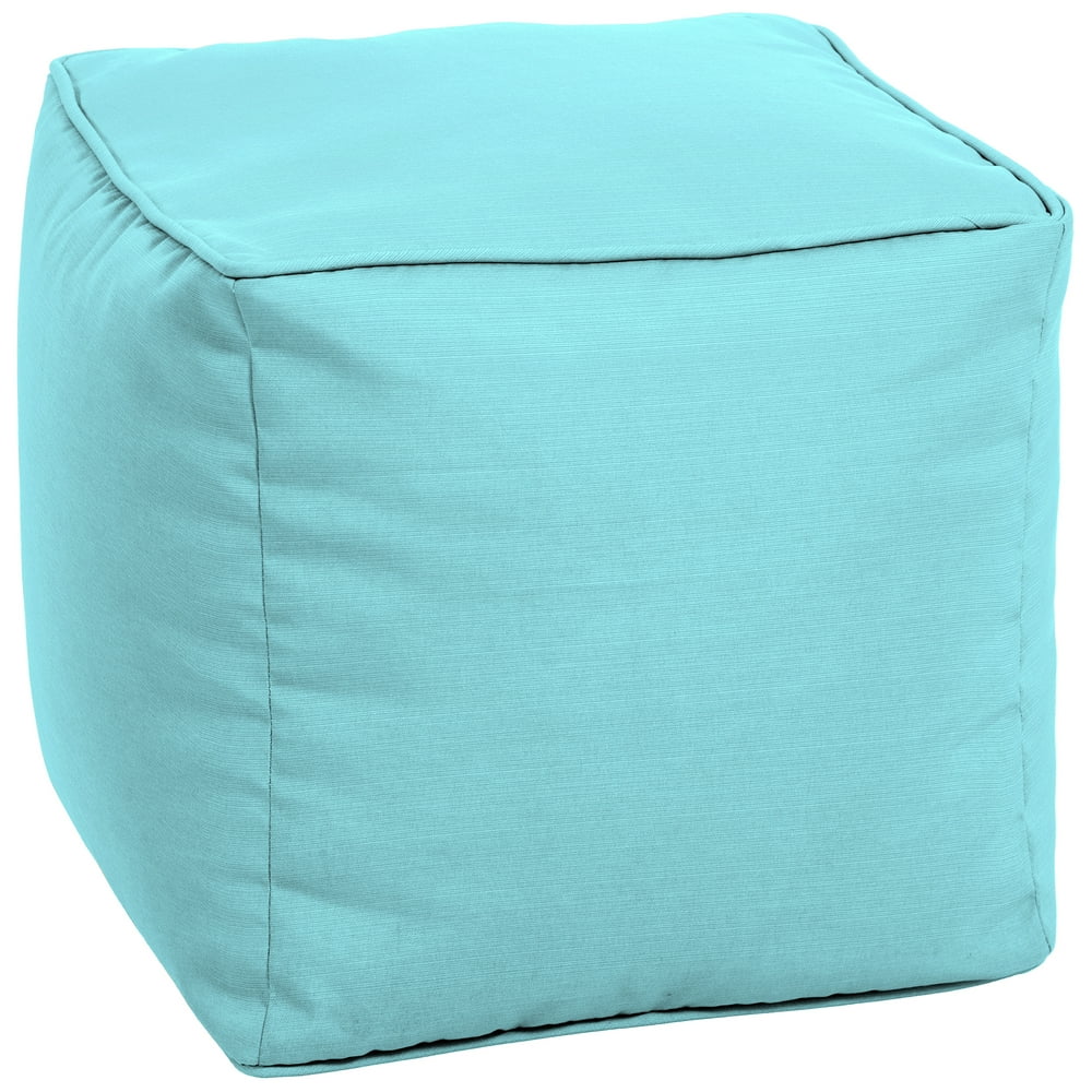 Better Homes and Gardens Outdoor Patio 17" Square Pouf, Teal - Walmart