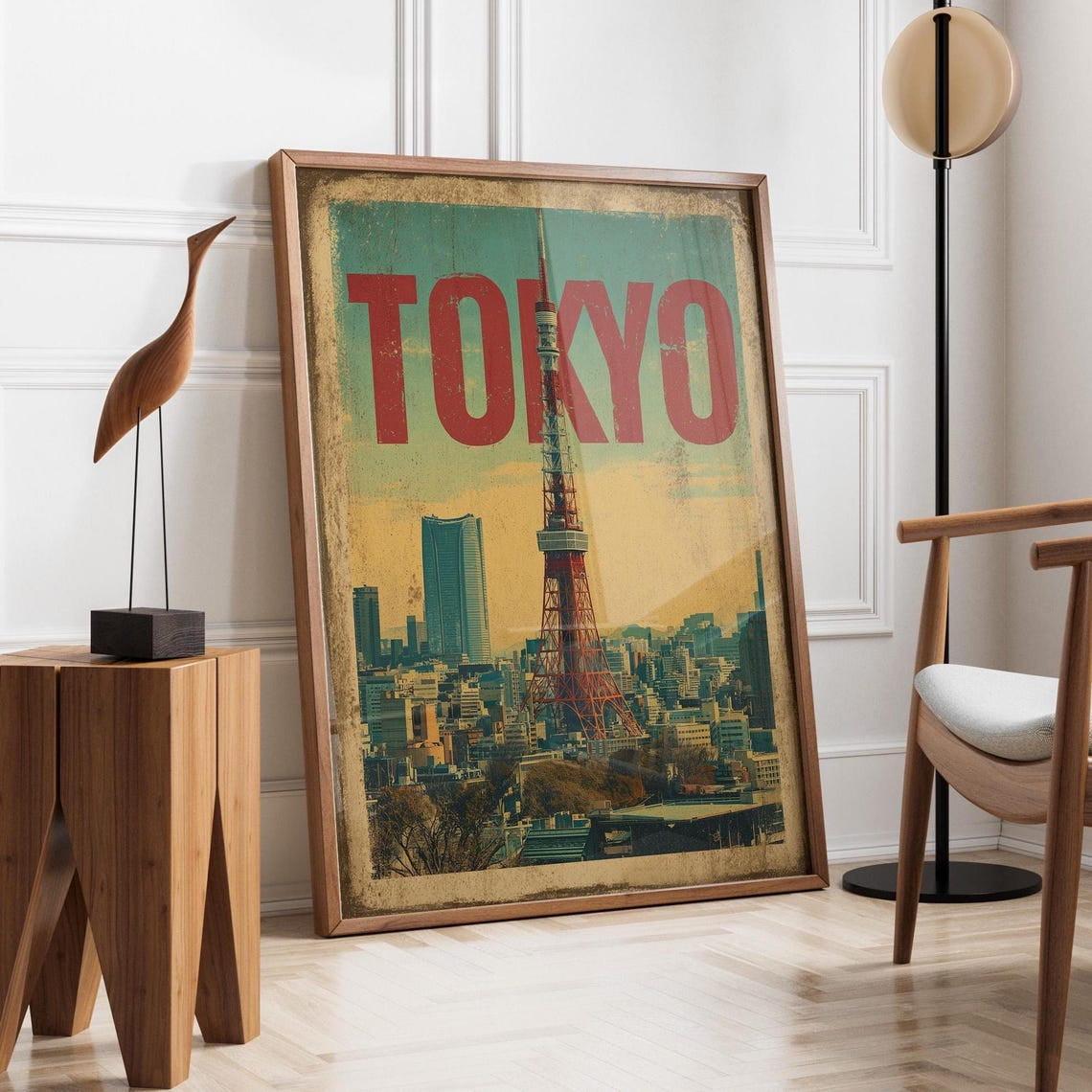 Vintage Tokyo Tower Retro Japan Skyline Cityscape City Travel Art Gift Poster Wall Art Print