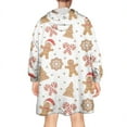 thumbnail image 2 of Wearable Oversized Blanket,White Christmas Gingerbread Man Pattern Wearable Blanket Hoodie for Adults,Cozy Hooded Blankets with Super Pockets,Super Warm Fuzzy Pullover for Women & Men, 2 of 6