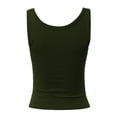 thumbnail image 3 of A2Y Women's Heavyweight Solid Double Scoop Neck Rib Cropped Tank Top Olive L, 3 of 4