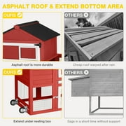 Aivituvin 82.4 Chicken Coop with Wheels, Large Hen House with Run, Chicken Cage for 4-6 Chickens, Weatherproof Asphalt Roof, Nesting Box & Pull-Out Tray (Red)