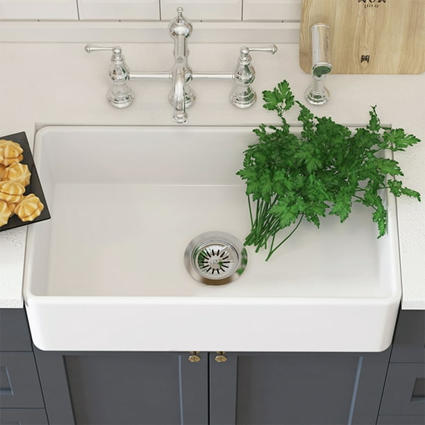 Farmhouse Sink White 33 Inch A Front Kitchen Fireclay Ceramic Porcelain Single Bowl Farm Sinks Com 33 Inch A Front Kitchen Sink, White Porcelain Farmhouse Sink