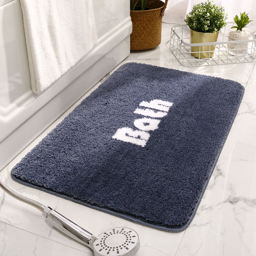 Topchances Pedestal and Bath Mat Set Microfibre Polyester Quick Drying  Toilet Non-Slip Rubber Backed 2 Piece Bath & Pedestal Bathroom Mat Set 