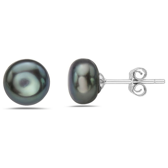 Sterling Silver Peacock Color Freshwater Pearl 7 mm Stud Earring