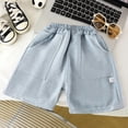 thumbnail image 2 of larppty Toddler Kids Baby Boy Girl Gingham Shorts Elastic Waist Shorts Summer Casual Short Pants Bottoms (Z03-Grey, 12-18 Months), 2 of 7