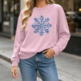 thumbnail image 3 of gbyLJF Women's Snowflake Christmas Sweatshirt Fuzzy Long Sleeve Holiday Tops Festival Travel Fleece Warm Pullover, 3 of 6