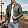 thumbnail image 3 of JTSRKL Mens Faux Leather Bomber Jackets Full Zip Side Pockets Lightweight Fall Winter Tops Vintage Retro Classic Casual Motorcycle Coats, 3 of 5