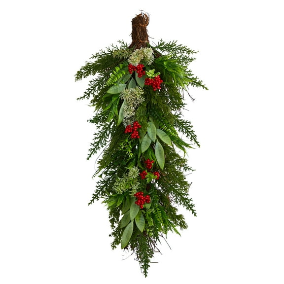 Nearly Natural 30" Cedar and Berry Artificial Christmas Swag