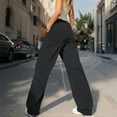 thumbnail image 2 of FUNUONY Womens Wide Leg Sweatpants High Waisted Baggy Pants Drawstring Athletic Joggers Solid Color Pocket Work Pants Long Pants and Casual Pants for Women's Daily Use Black L, 2 of 6