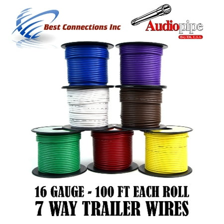 Trailer Wire Light Cable for Harness 7 Way Cord 16 Gauge - 100ft roll - 7 (Best Way To Store Cords)