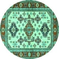 thumbnail image 1 of Ahgly Company Machine Washable Indoor Round Persian Turquoise Blue Traditional Area Rugs, 7' Round, 1 of 4