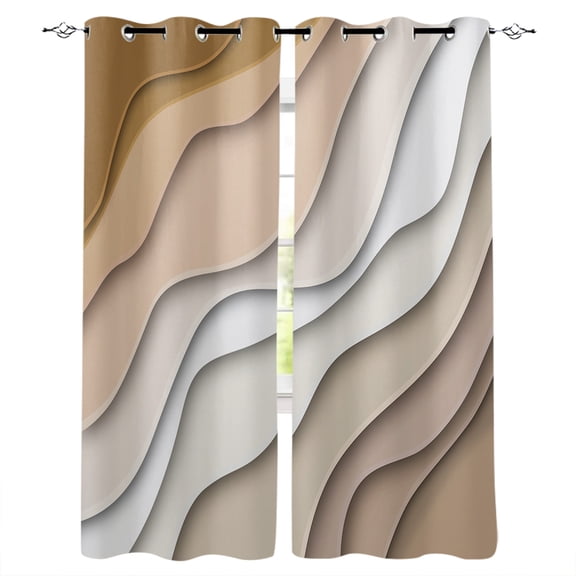 Blackout Curtains for Bedroom, Beige Ombre Room Darkening Window Drapes for Living Room, Modern Geometric Abstract Aesthetic Cream Thermal Insulated Grommet Curtains, 42x63 inch, 2 Panels