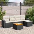 thumbnail image 1 of vidaXL 6 Piece Garden Sofa Set with Cushions Black Poly Rattan, 1 of 5