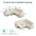 thumbnail image 6 of Linsy Home Plush Corduroy Sleeper Sofa Bed with Storage Seat, Pull Out Couch Bed with USB, Cup Holder, Side Pocket, V Shaped Sectional Couches for Living Room, Apartment, Beige, 6 of 10