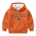 thumbnail image 7 of Kids Waffle St Patrick's Day Hoodie Shamrock Slainte Print Crew Neck Pullover With Pockets Orange 9 Y-10 Y, 7 of 7